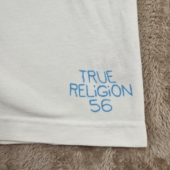True Religion Polo Shirt Double Sided White Short Sleeve Buddha Men's Sz XXL 2XL - Picture 8 of 10